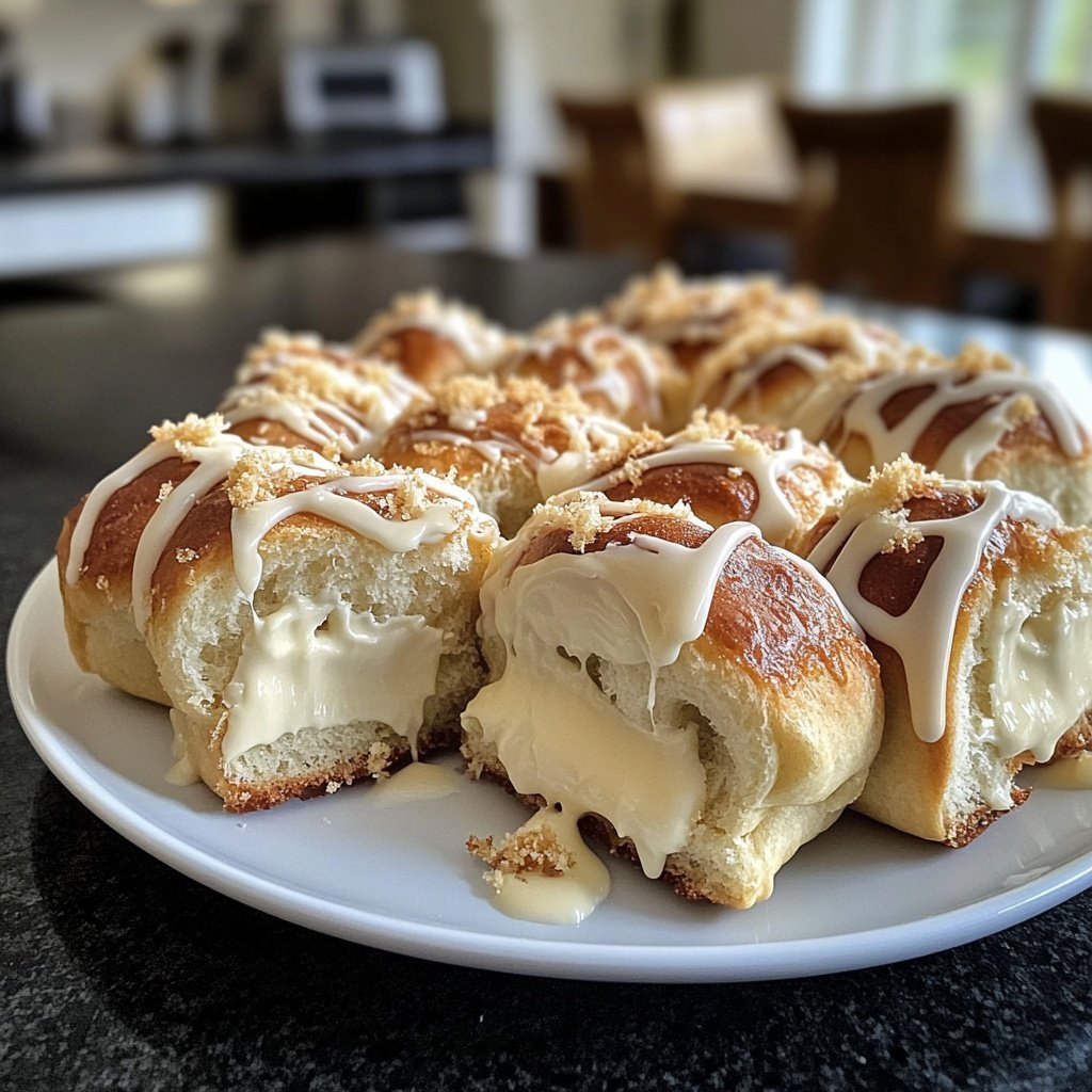 Gefüllte Hefeteigrollen mit Vanillecreme