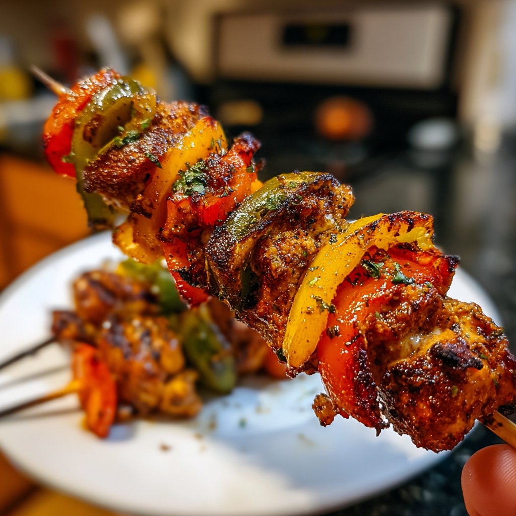 Gegrillte Hähnchenspieße