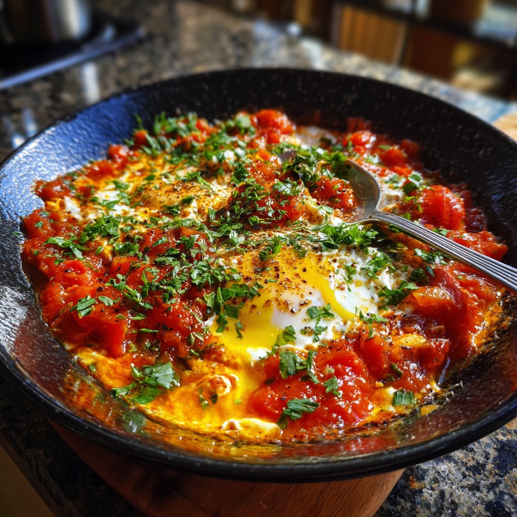 Shakshuka mit Tomaten und Paprika