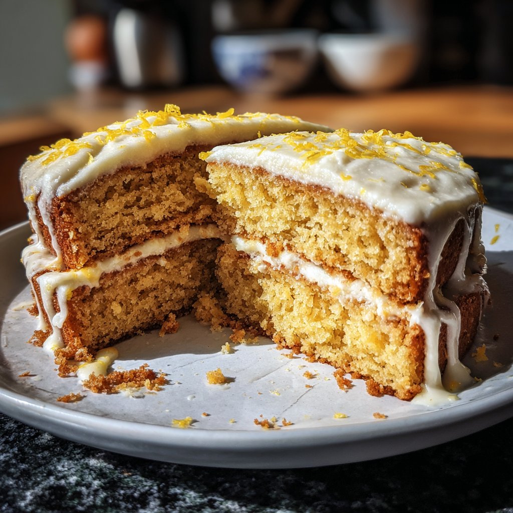 Zitronenkuchen mit Frischkäsecreme