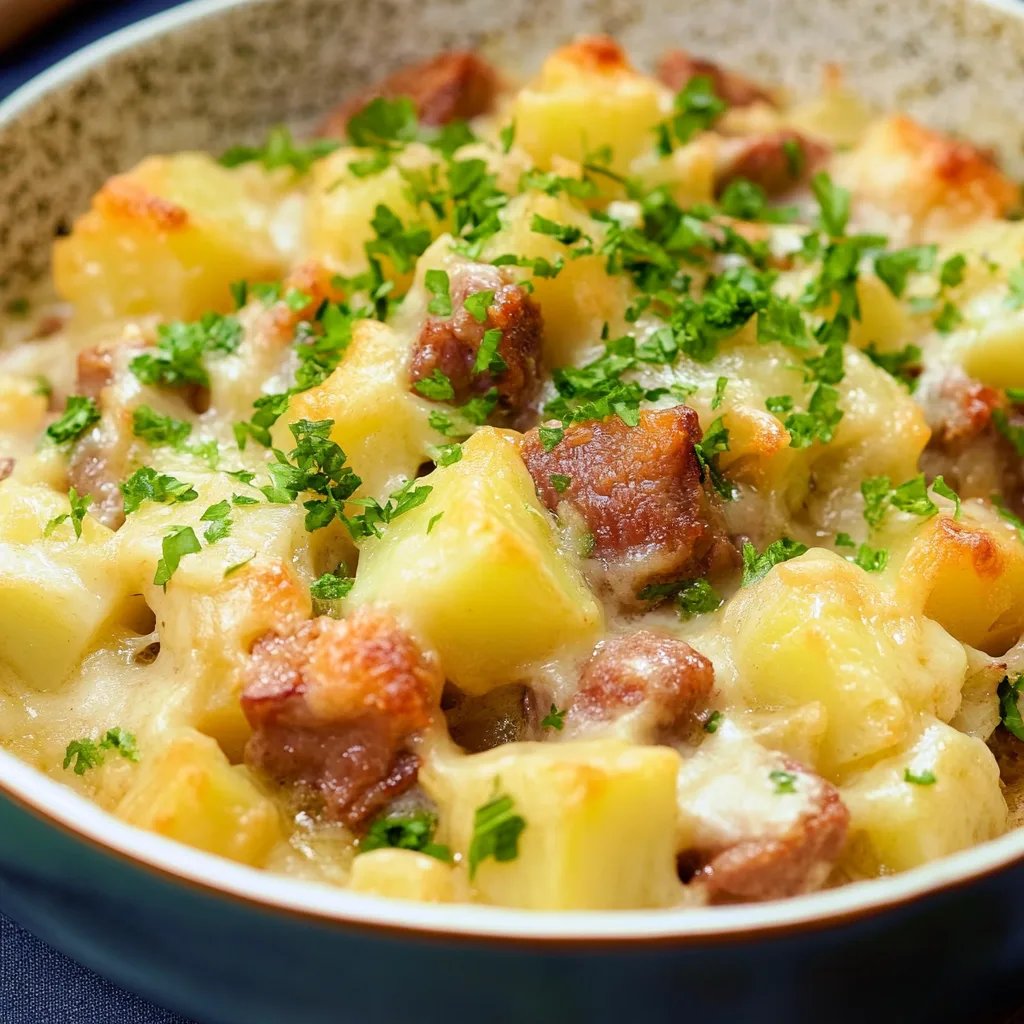 Auflauf mit Kartoffeln, Kohlrabi und Hackfleisch