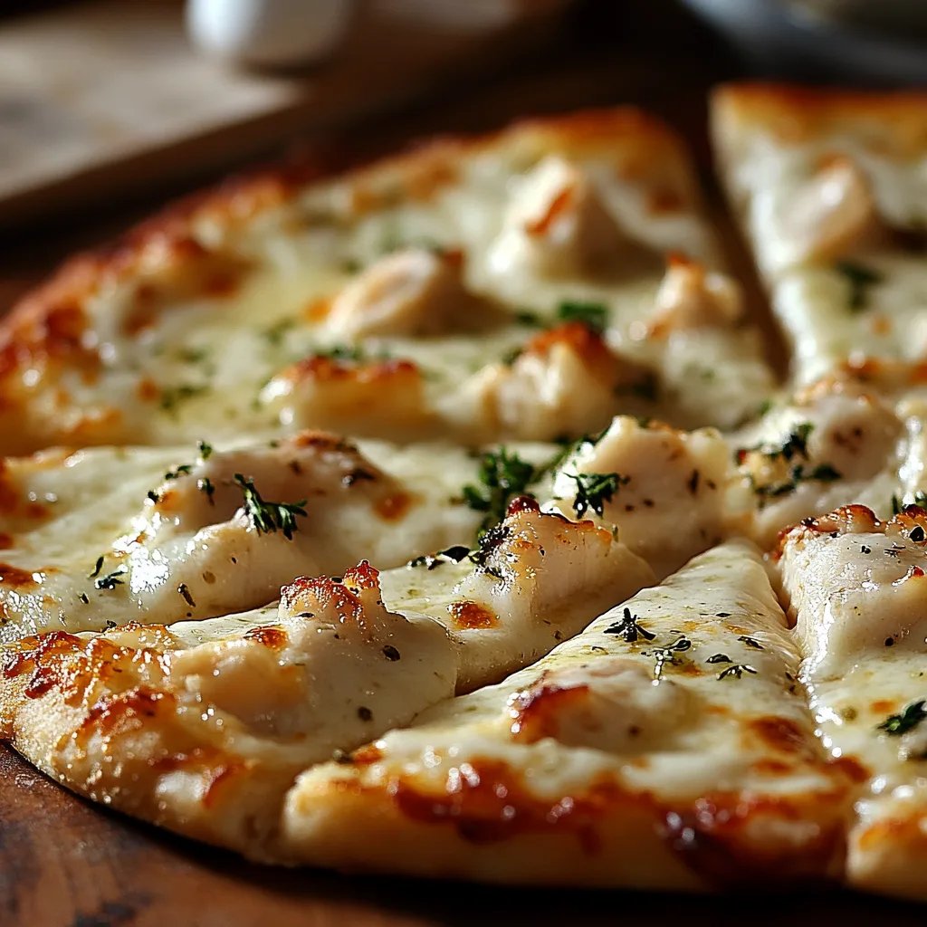 Gerösteter Knoblauch Weiße Hähnchen Pizza