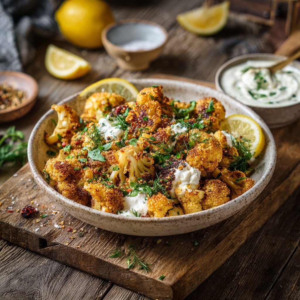 Blumenkohl Pfanne Mit Zitronen Joghurt