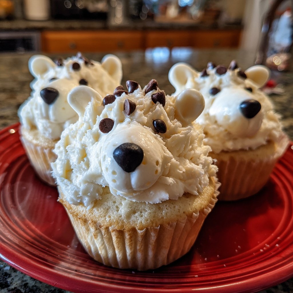 Weihnachts Polar Weiße Bären Cupcakes